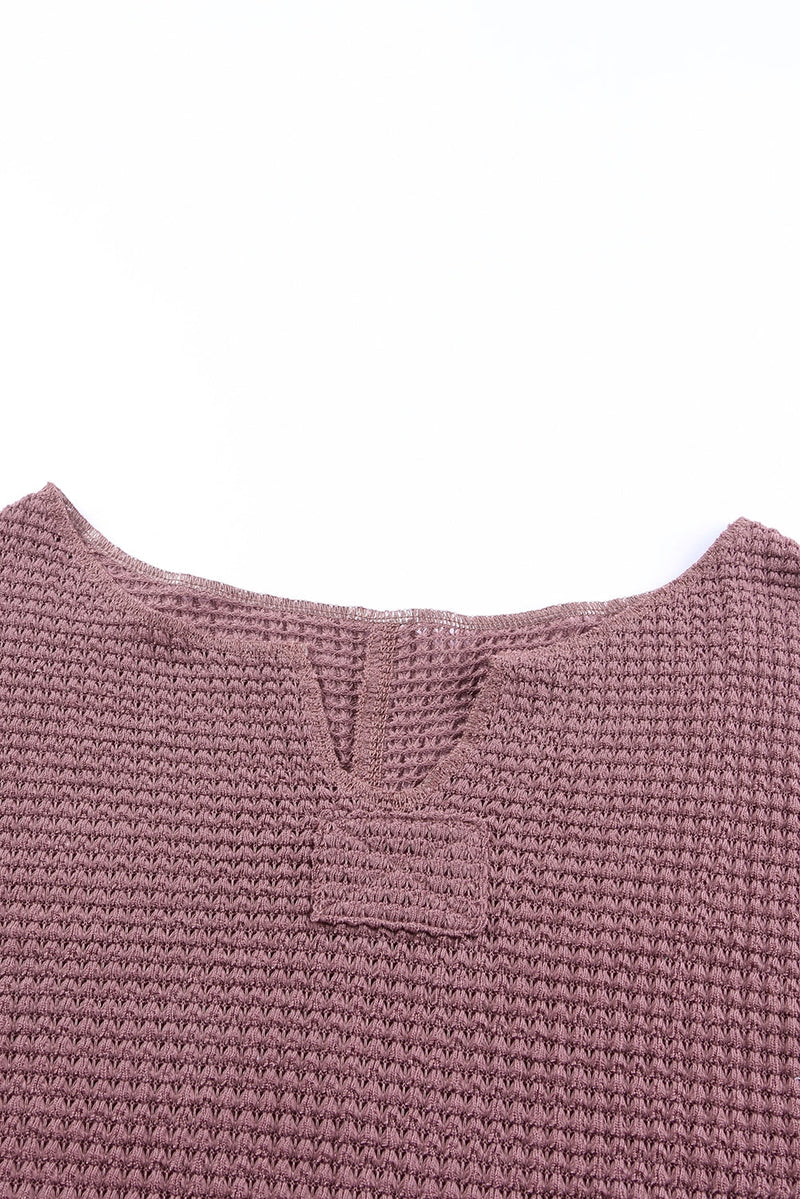 Plum Waffle Knit Top