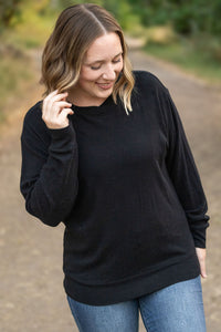 IN STOCK Corrine Ribbed Pullover Top - Black