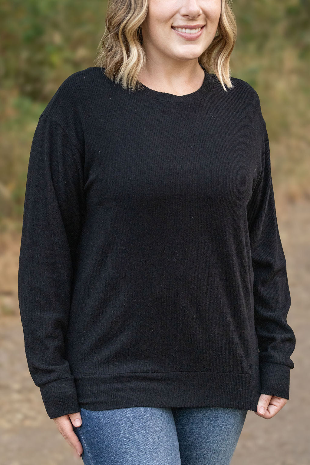 IN STOCK Corrine Ribbed Pullover Top - Black