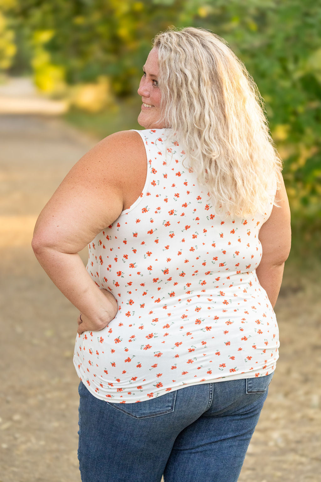 IN STOCK Luxe Crew Tank - Micro Ivory Floral | Women's Tank Top FINAL SALE