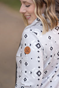 IN STOCK Soft Funnel Neck - Grey Geometric FINAL SALE