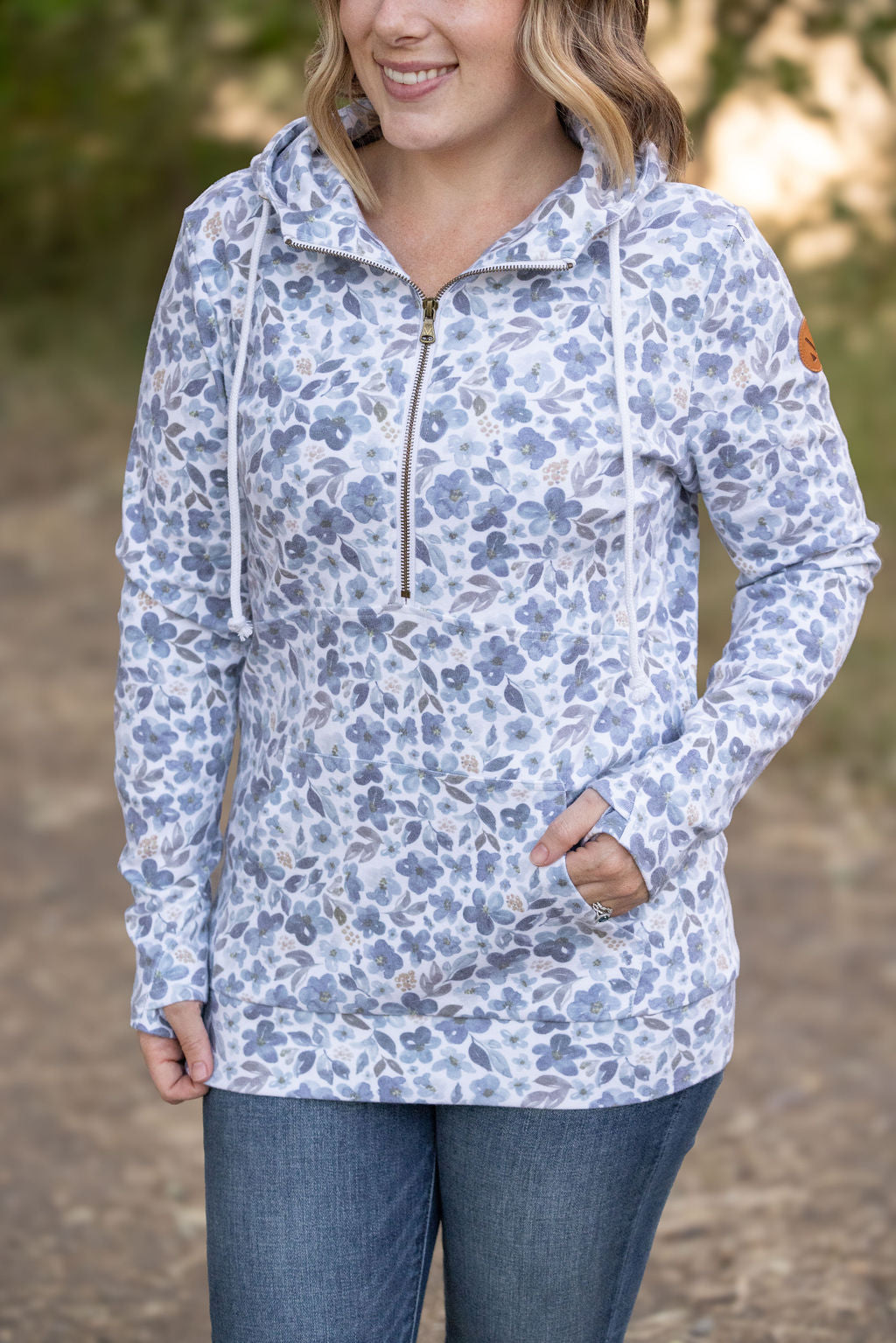 IN STOCK HalfZip Hoodie - Blue Floral