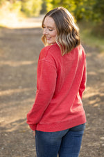 IN STOCK Vintage Wash Pocket Pullover - Red