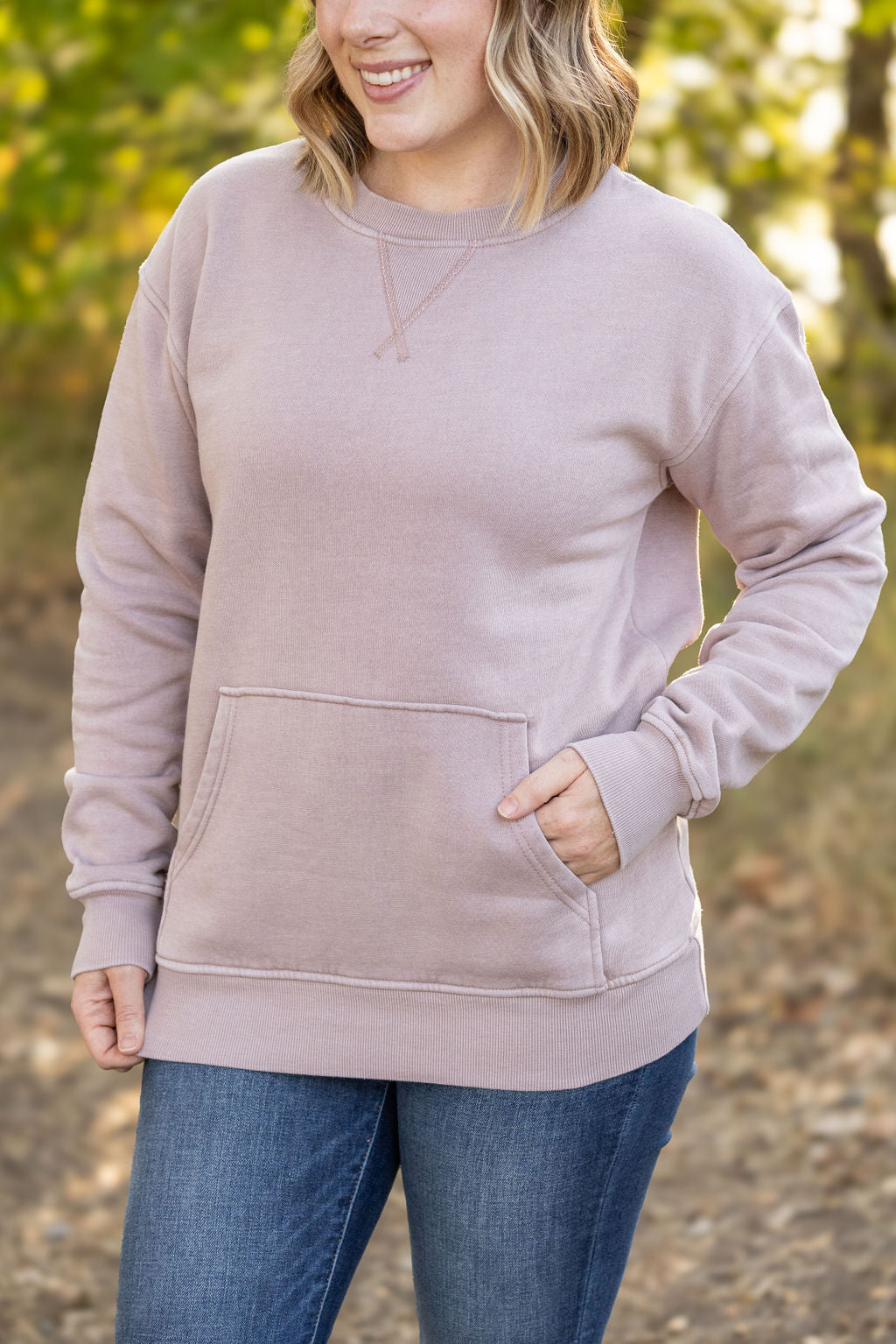 IN STOCK Vintage Wash Pocket Pullover - Blush Pebble