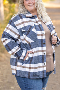 IN STOCK Norah Plaid Shacket - Navy and Tan | Women's Shacket FINAL SALE