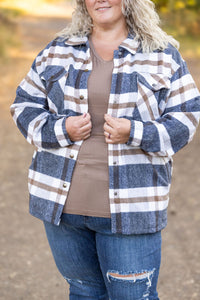 IN STOCK Norah Plaid Shacket - Navy and Tan | Women's Shacket FINAL SALE