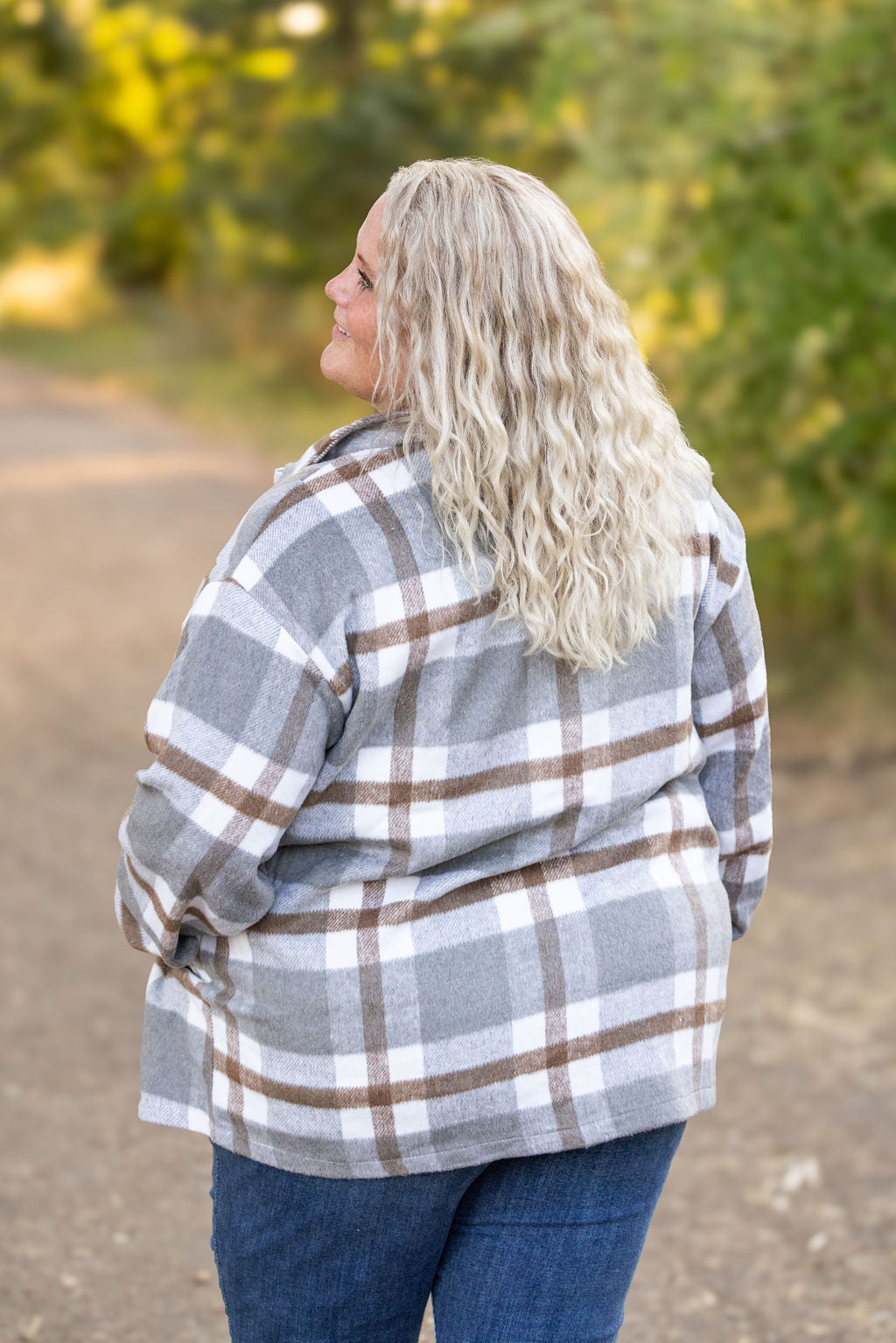 IN STOCK Norah Plaid Shacket - Grey and Tan | Women's Shacket