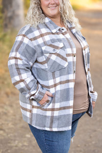 IN STOCK Norah Plaid Shacket - Grey and Tan | Women's Shacket