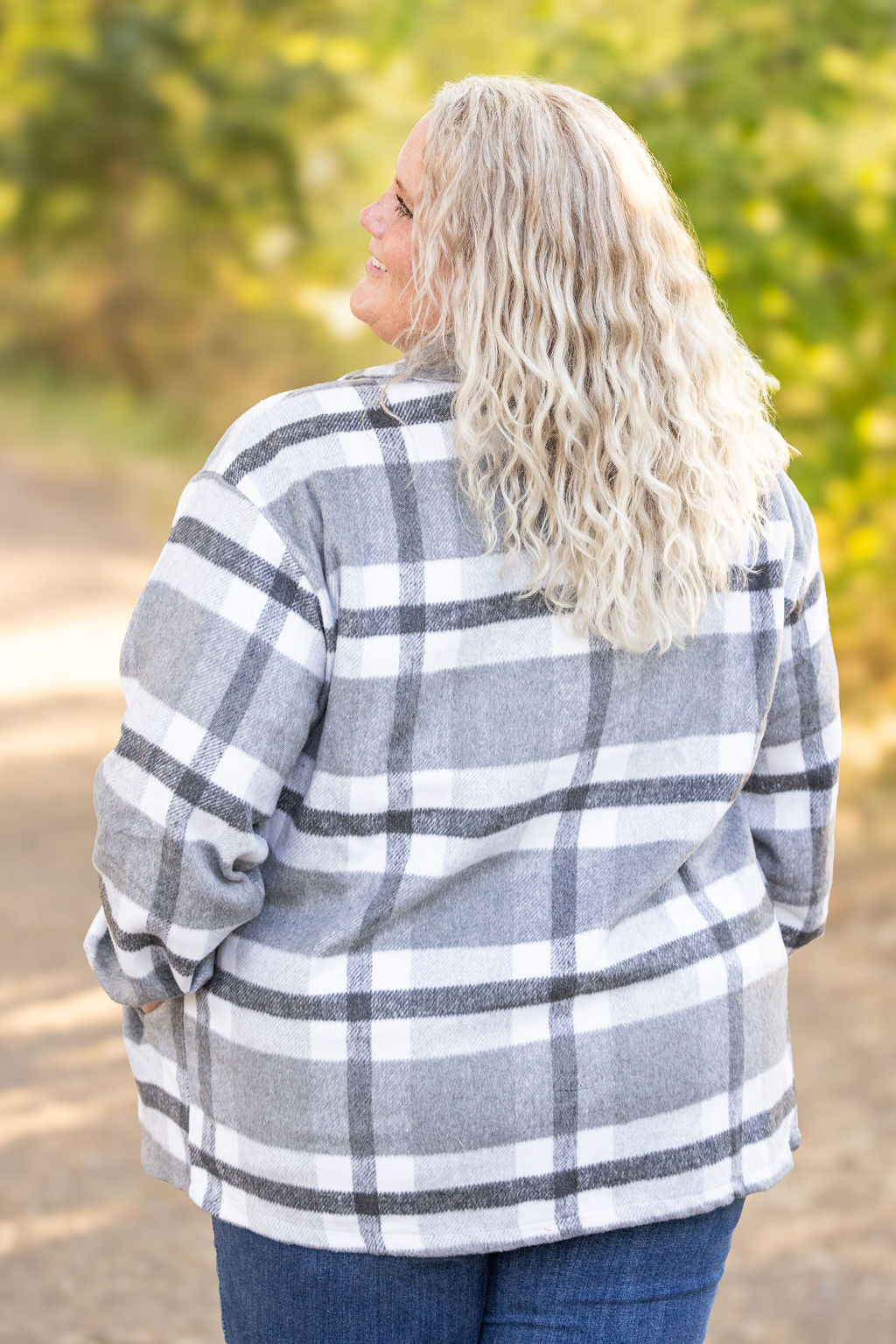 IN STOCK Norah Plaid Shacket - Classic Grey and White | Women's Shacket