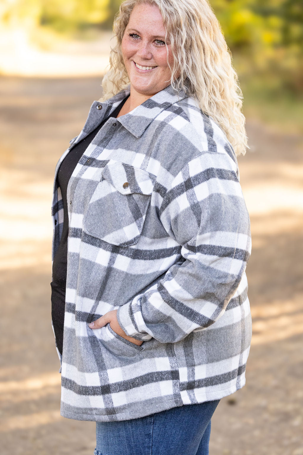 IN STOCK Norah Plaid Shacket - Classic Grey and White | Women's Shacket