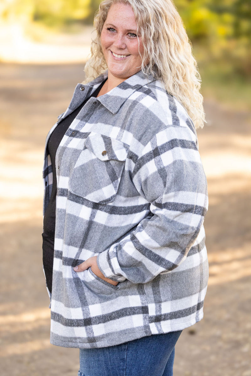 IN STOCK Norah Plaid Shacket - Classic Grey and White | Women's Shacket