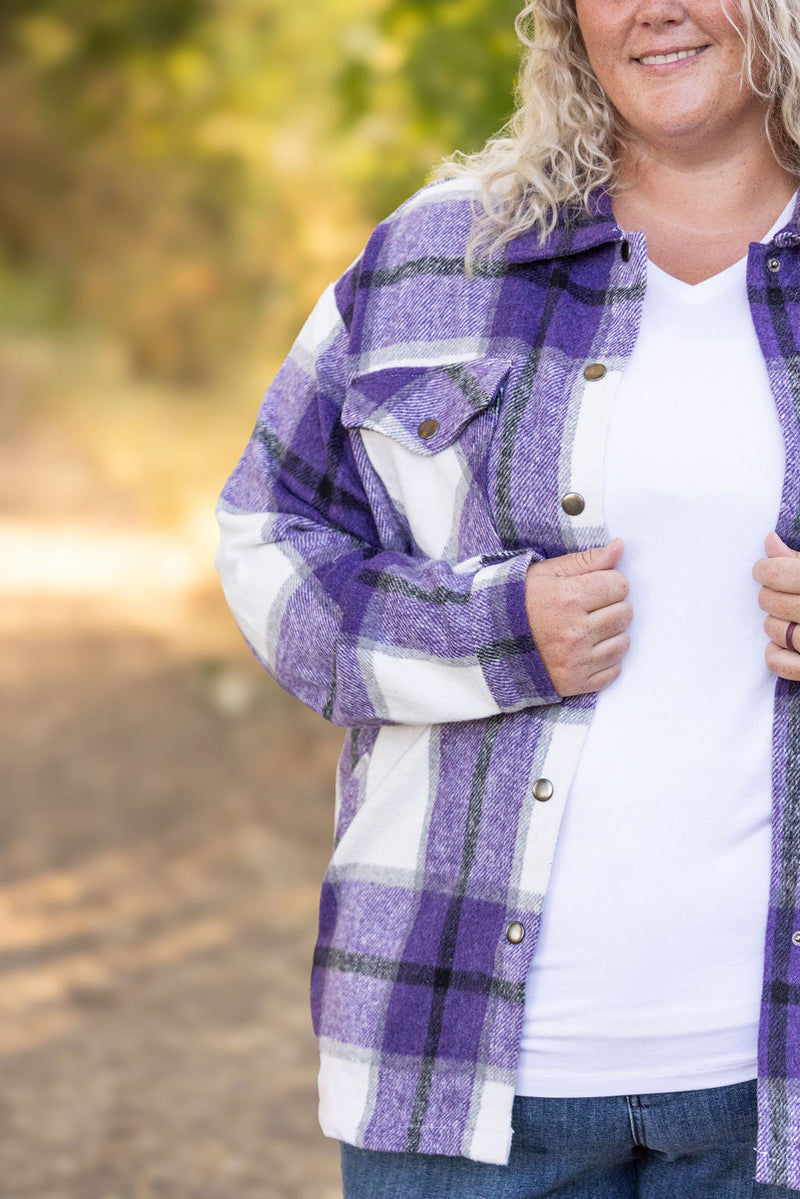 IN STOCK Norah Plaid Shacket - Purple Mix FINAL SALE