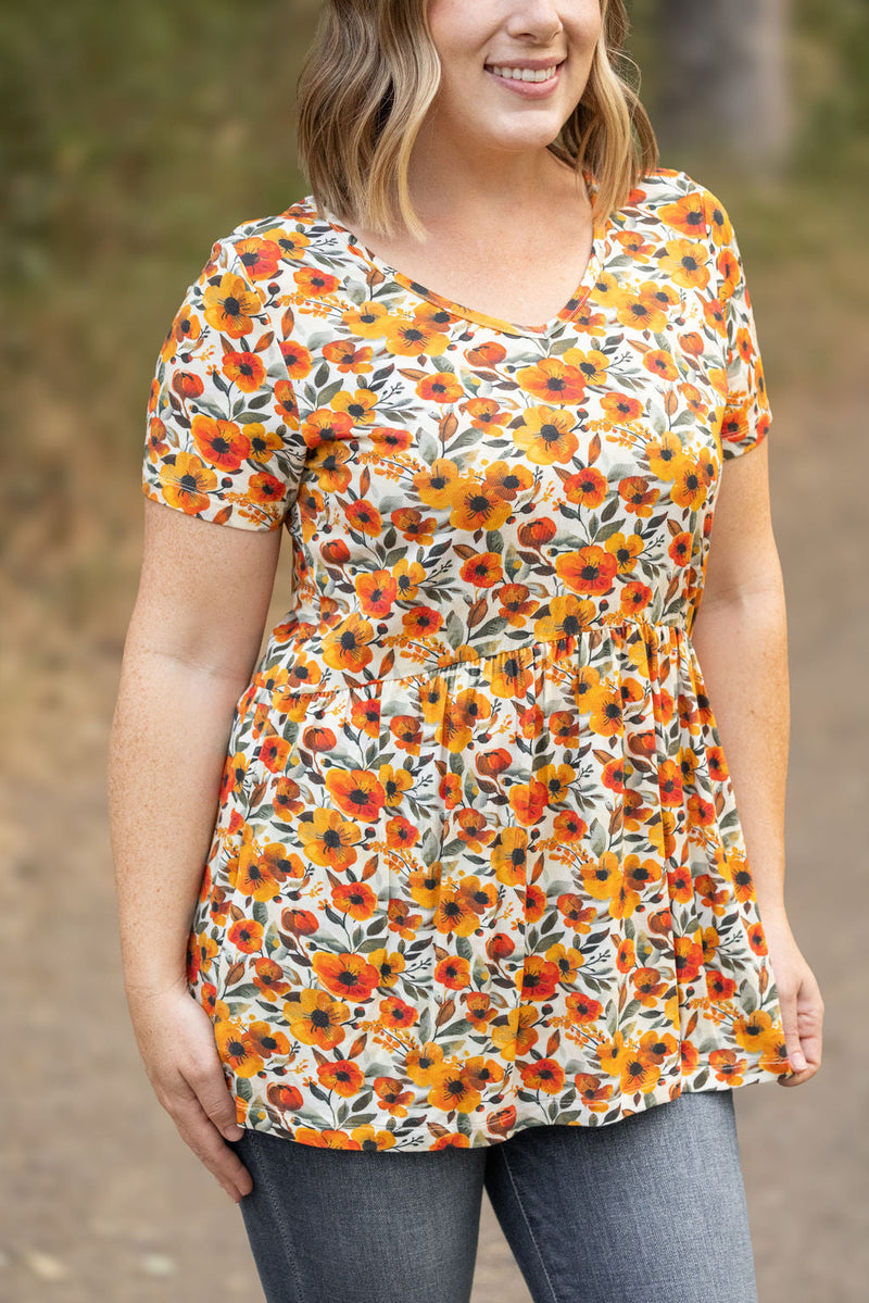 IN STOCK Sarah Ruffle Short Sleeve - Fall Floral FINAL SALE