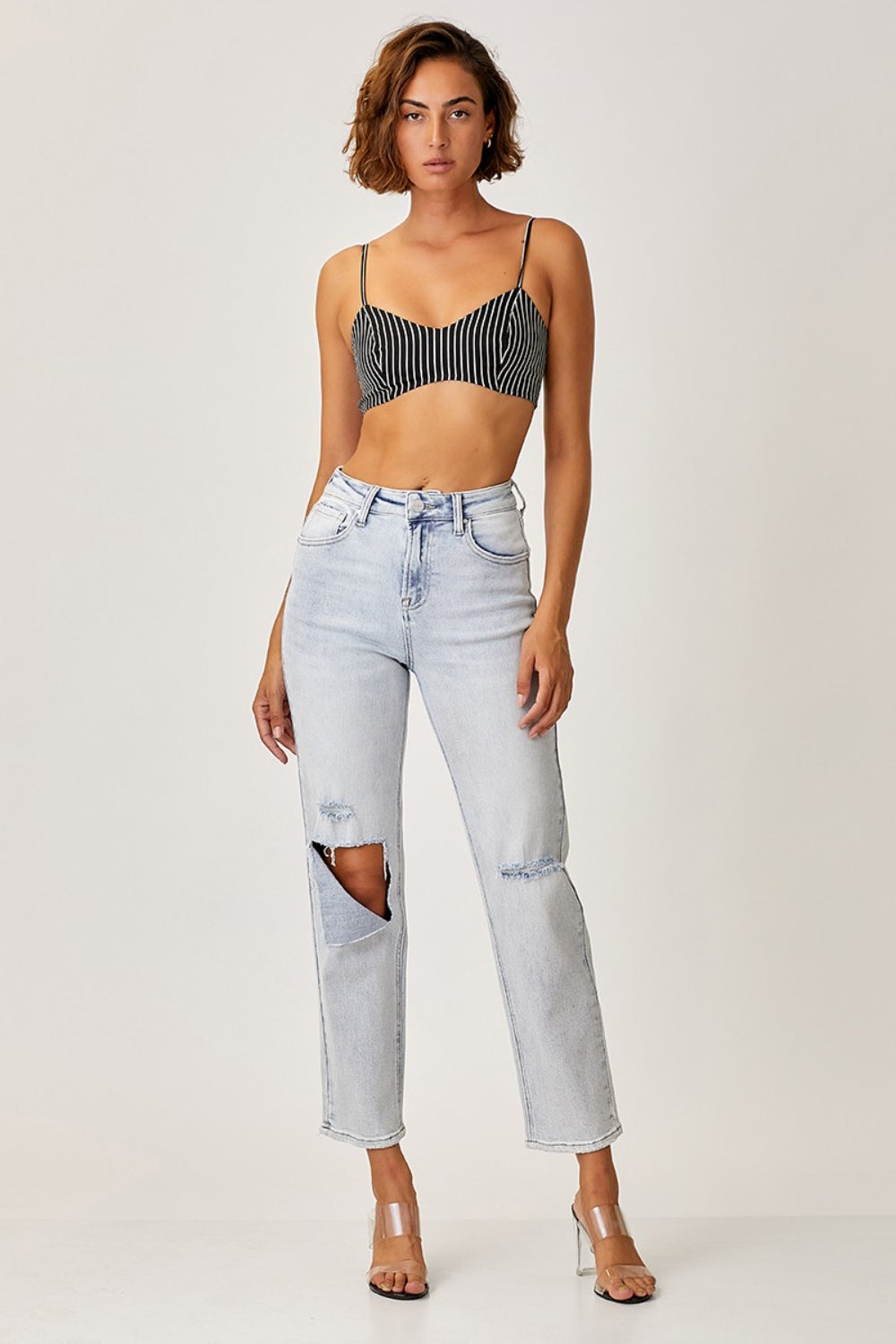 RISEN High Rise Distressed Relaxed Jeans - Mack and Mav Boutique 