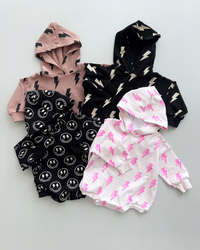 Hooded Bubble Romper | Pink Bolts