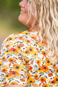 IN STOCK Sarah Ruffle Short Sleeve - Fall Floral FINAL SALE