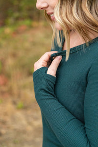 IN STOCK Harper Long Sleeve Henley - Evergreen FINAL SALE