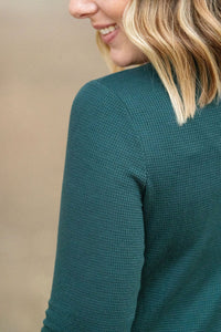 IN STOCK Harper Long Sleeve Henley - Evergreen FINAL SALE