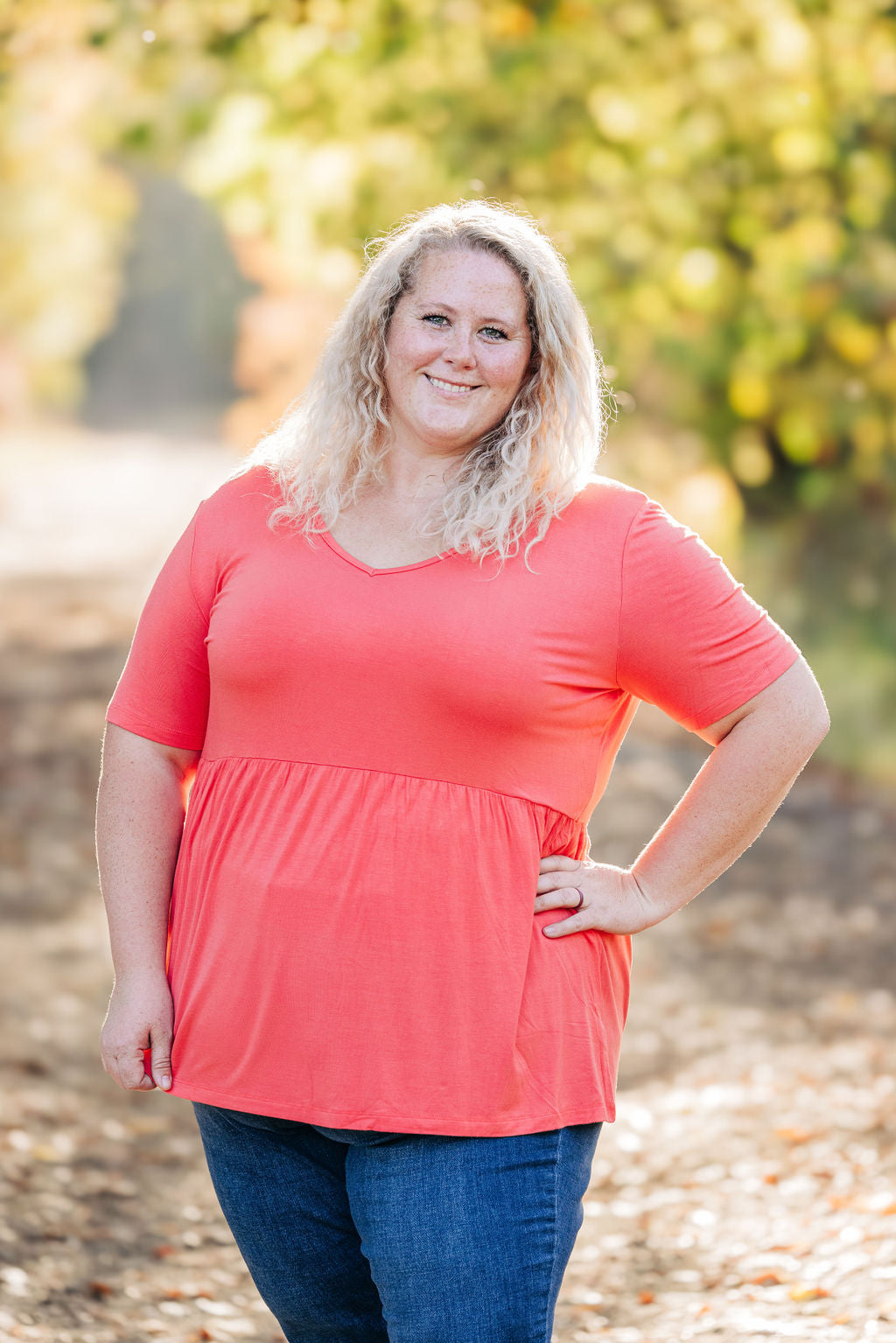 IN STOCK Sarah Ruffle Short Sleeve - Deep Coral | Women's Top