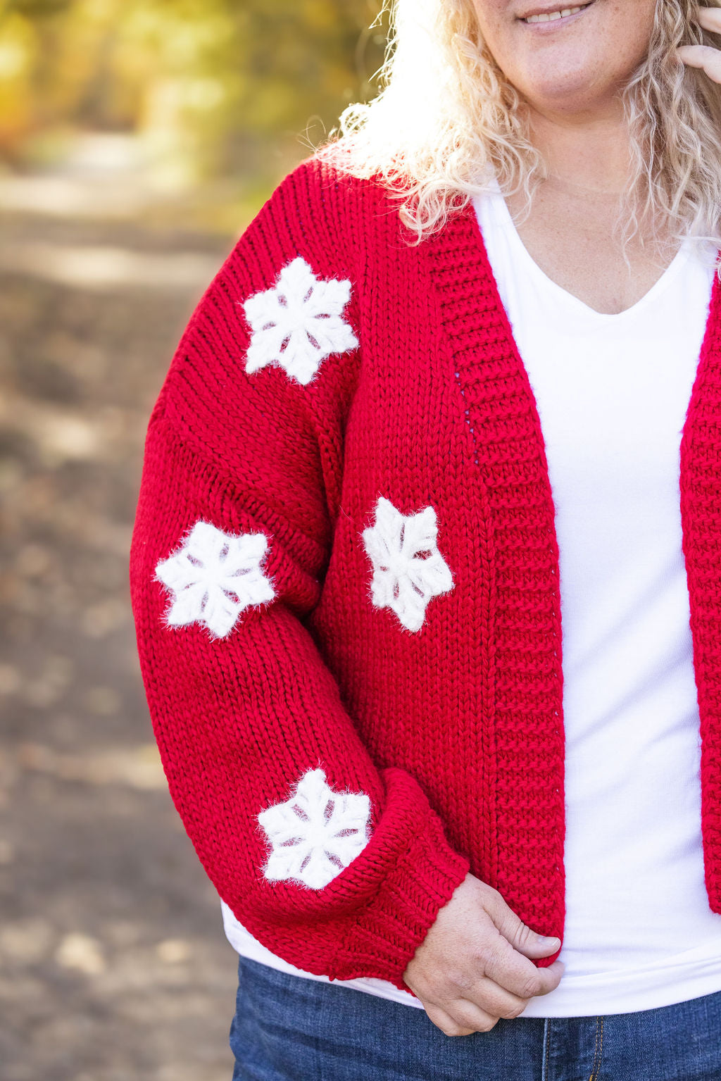 IN STOCK Snowflake Cardigan - Red