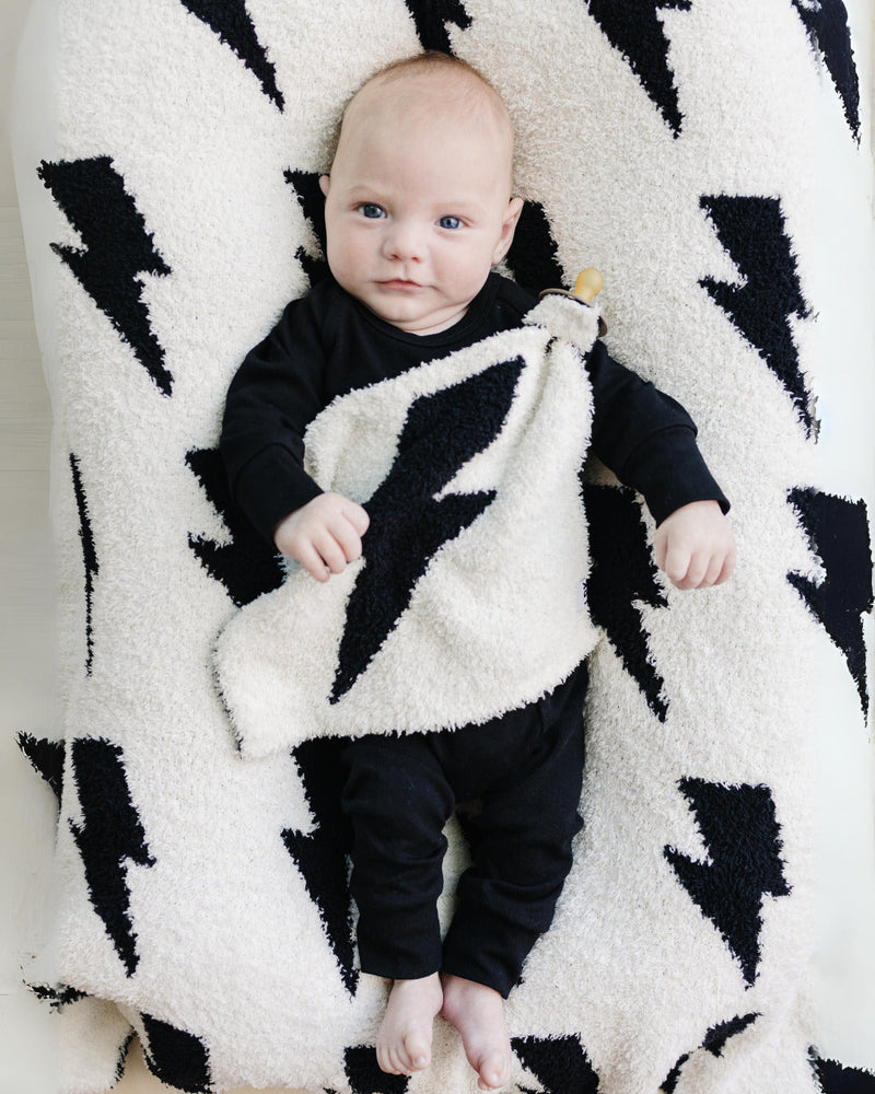 Lightning Bolt Fuzzy Blanket | Black