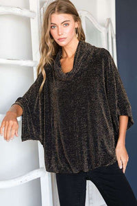 Glitter Fabric Cowl Neck - XL -FINAL SALE