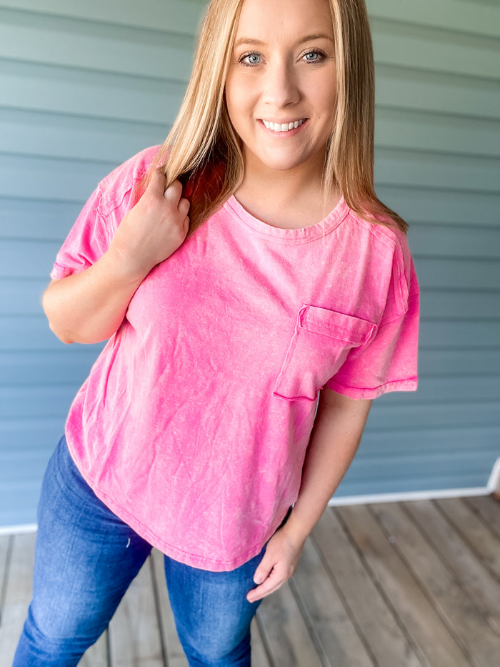 Washed Pink Tee - Mack and Mav Boutique 