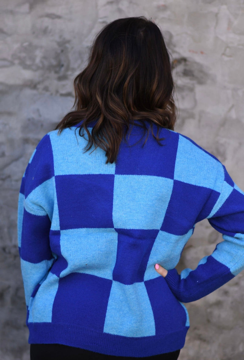 **Pre-Order** Blue Checkered Cardigan