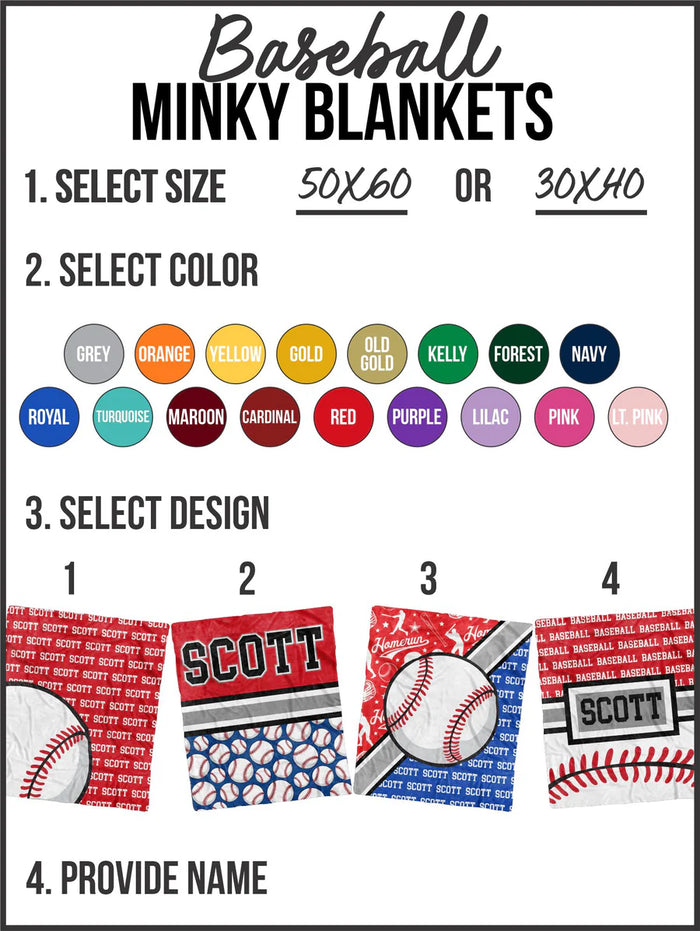 Baseball Minky Custom Blanket - Mack and Mav Boutique 