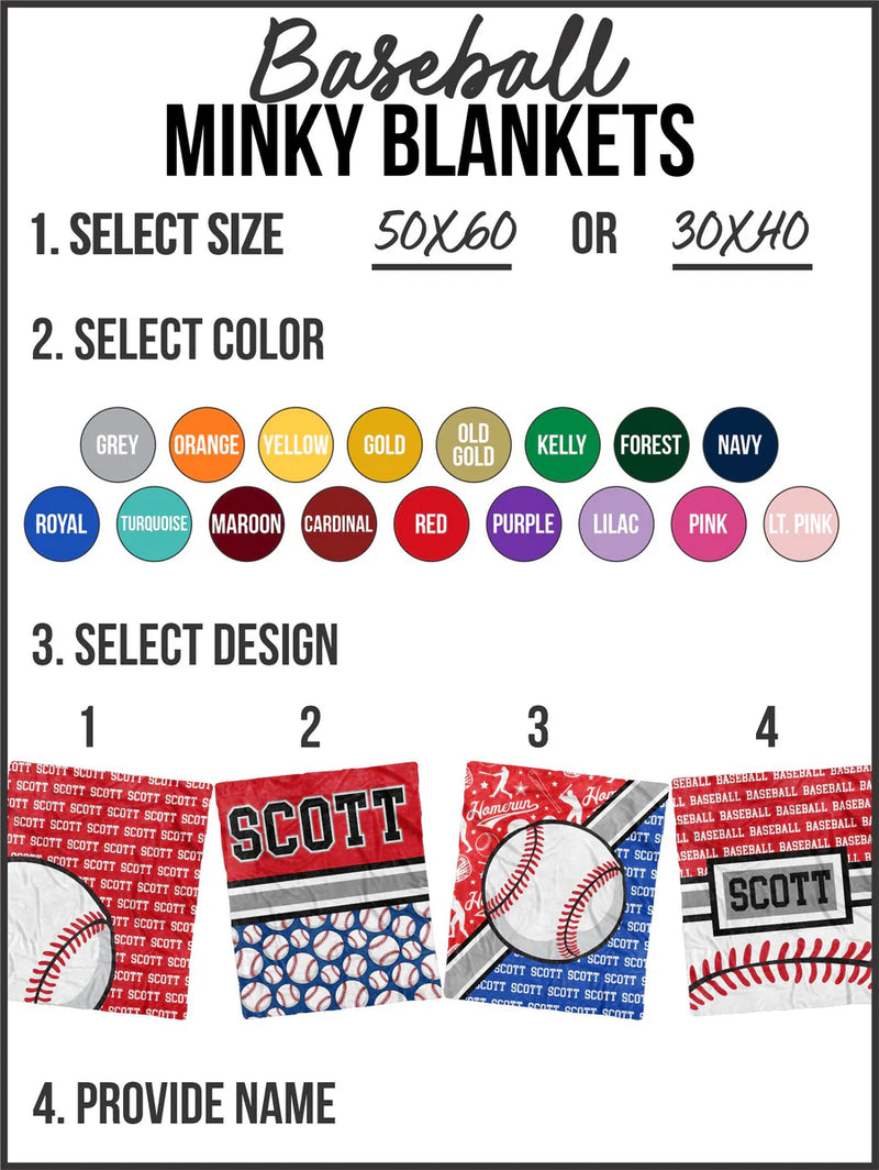 Baseball Minky Custom Blanket