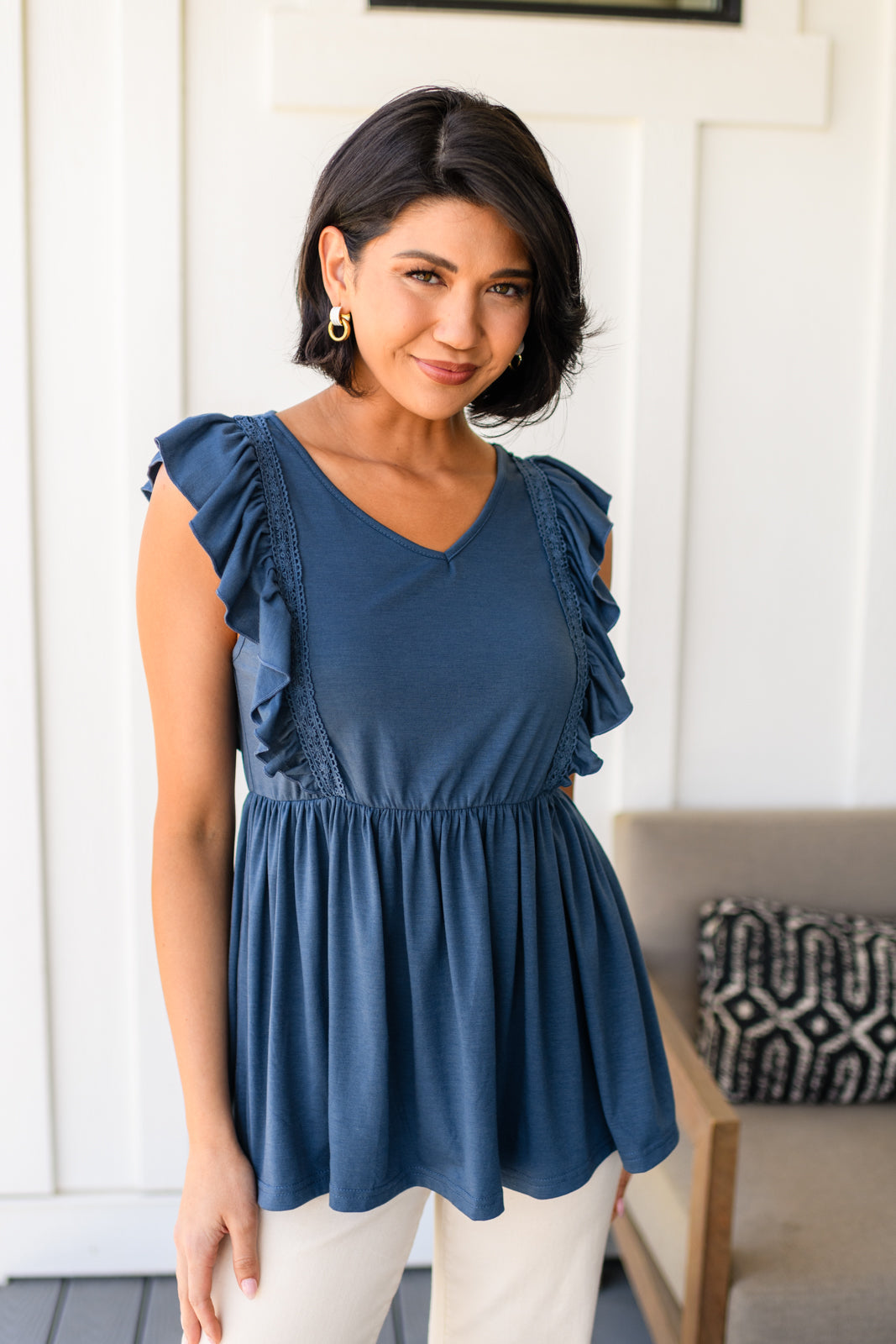 Before Now Ruffled Babydoll Top - Mack and Mav Boutique 