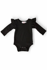 Black L/S Flutter Bodysuit