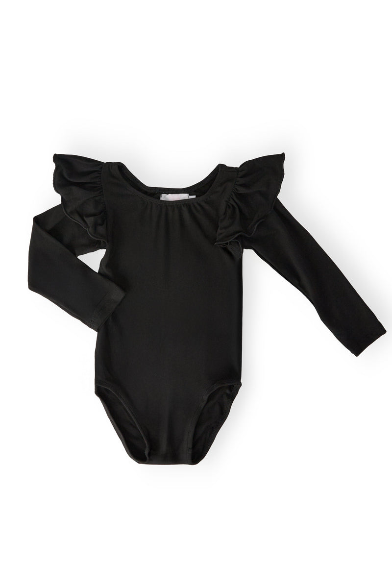 Black L/S Flutter Sleeve Leotard