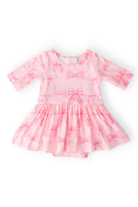 Blushing Bows 3/4 Sleeve Twirl Bodysuit