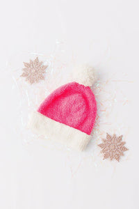 SALE Bright Pink/Coconut Cozy Pom Beanie