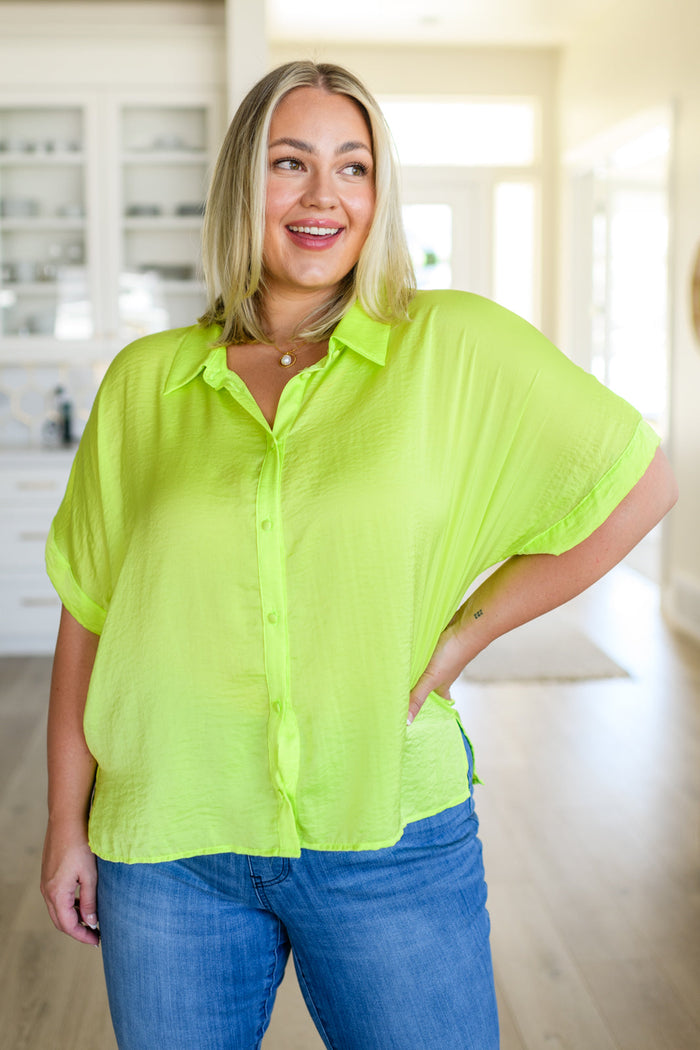 Bright Idea Button Down in Citrus - Mack and Mav Boutique 