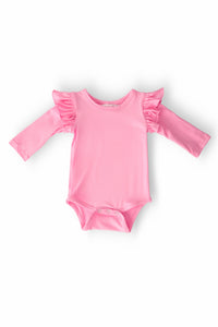 Bubblegum Pink L/S Flutter Bodysuit