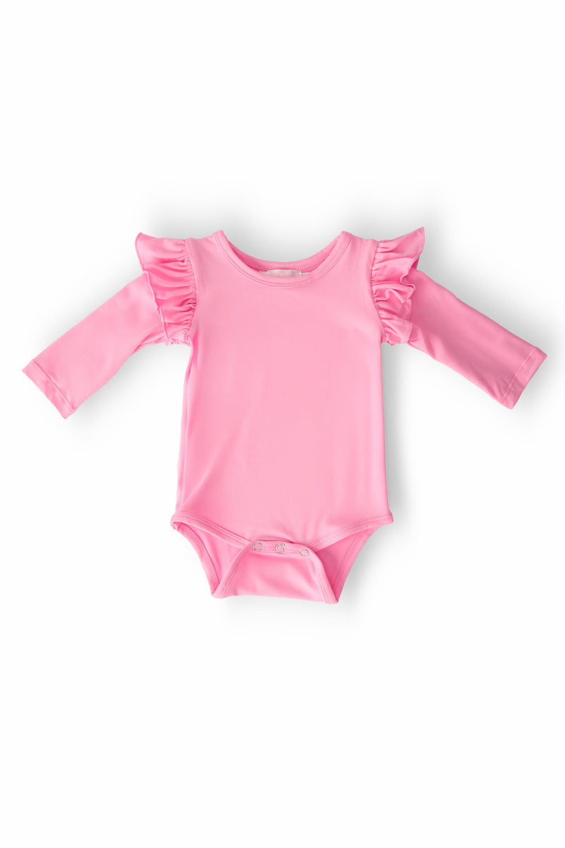 Bubblegum Pink L/S Flutter Bodysuit