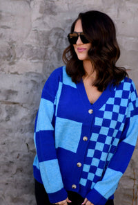 **Pre-Order** Blue Checkered Cardigan