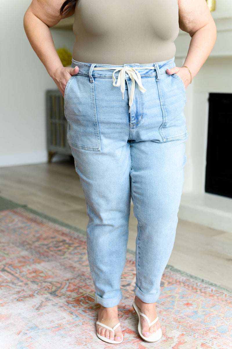 Cooper High Rise Vintage Denim Jogger - Mack and Mav Boutique 