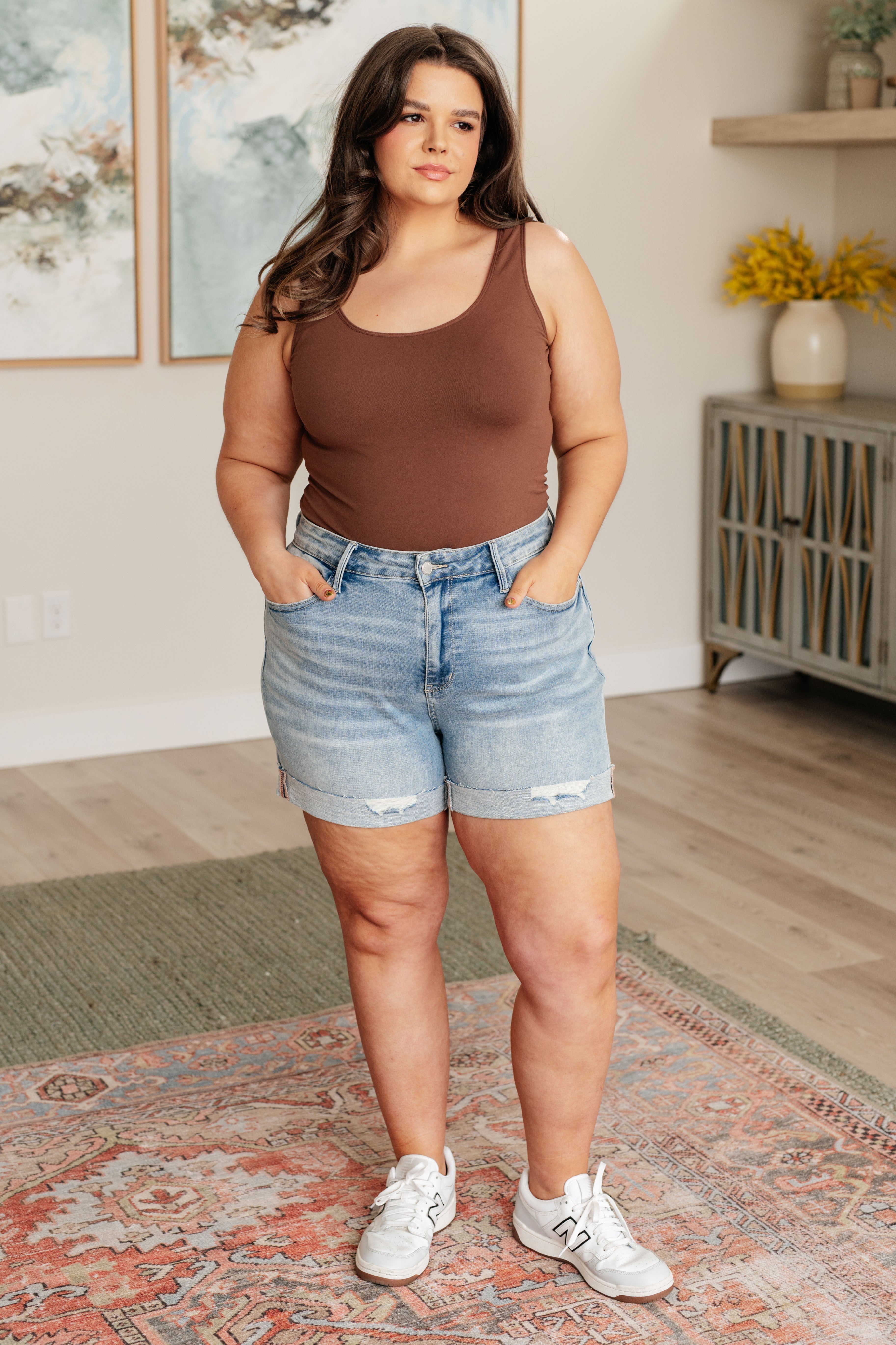 Darlene High Rise Distressed Cuffed Cutoff Shorts – Mack and