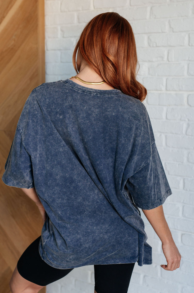 Don't Mind Me Mineral Wash Drop Shoulder Tee in Blackberry