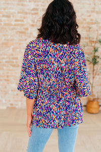 Dreamer Peplum Top in Painted Royal Multi - Mack and Mav Boutique 