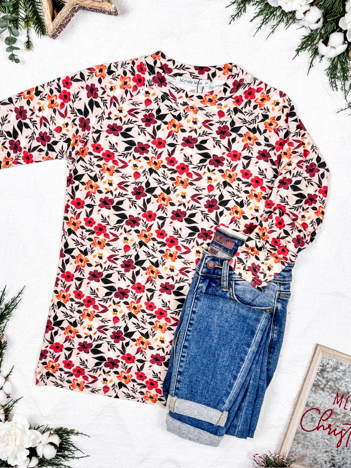 Blair Long Sleeve Top - Red Floral