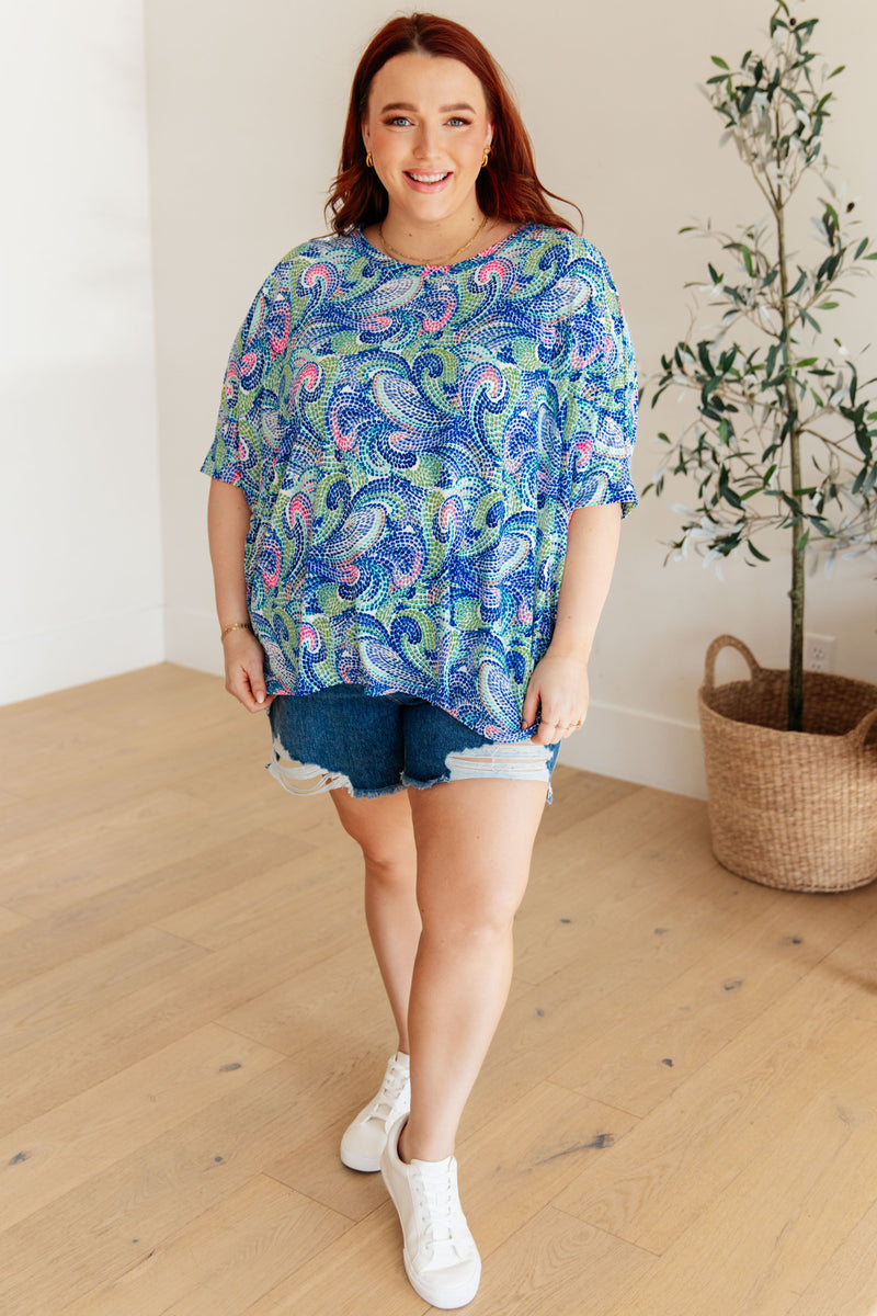 Essential Blouse in Painted Blue Mix - Mack and Mav Boutique 