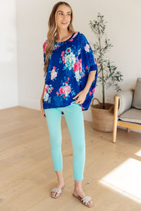 Essential Blouse in Royal and Pink Floral - Mack and Mav Boutique 