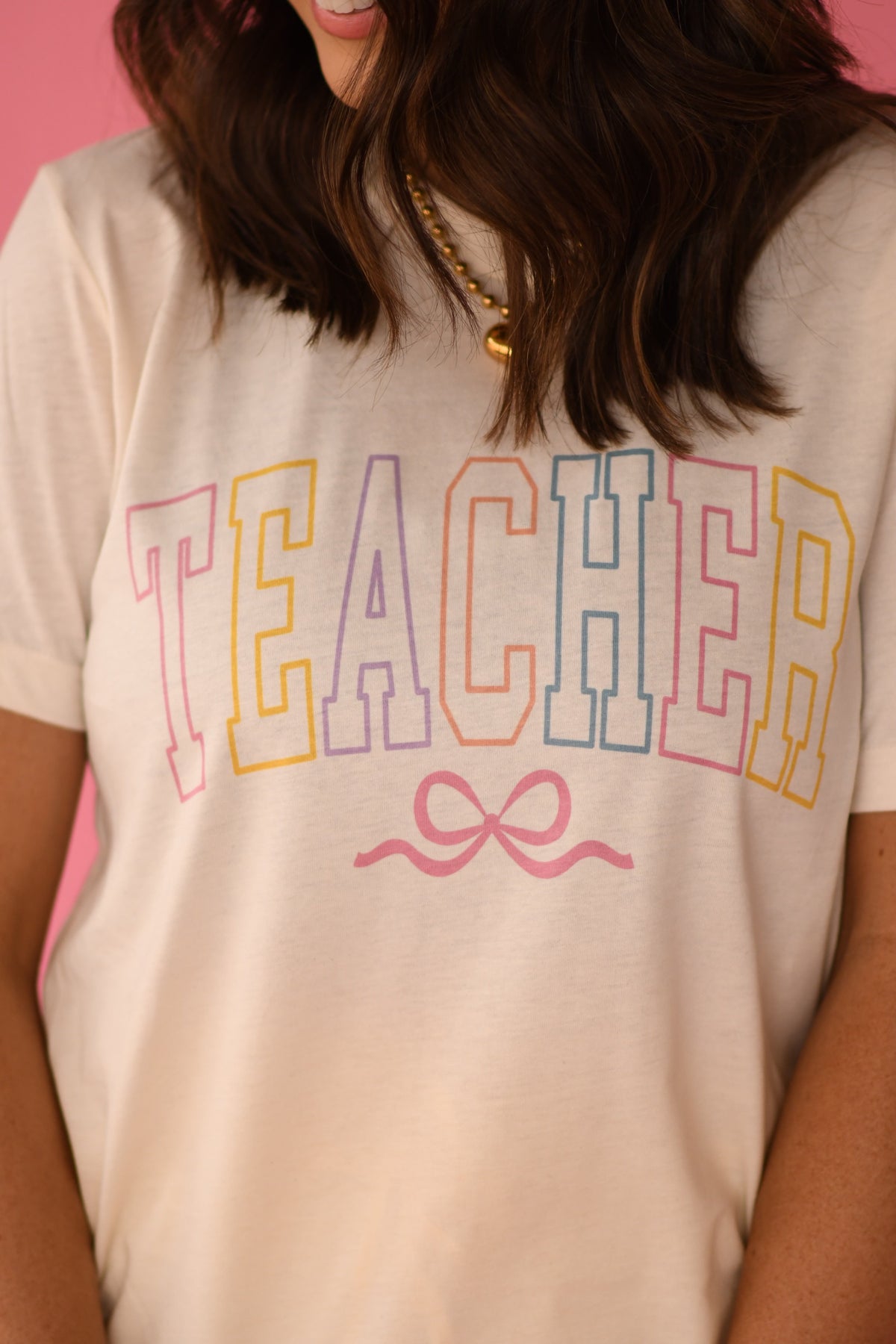 Colorful Teacher Bow Tee