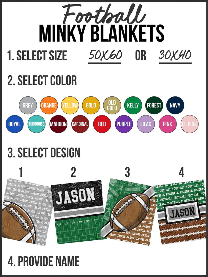 Football Minky Custom Blanket - Mack and Mav Boutique 