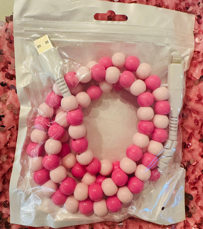 RTS Pink & Light Pink Combo Beaded Cell Phone Charger