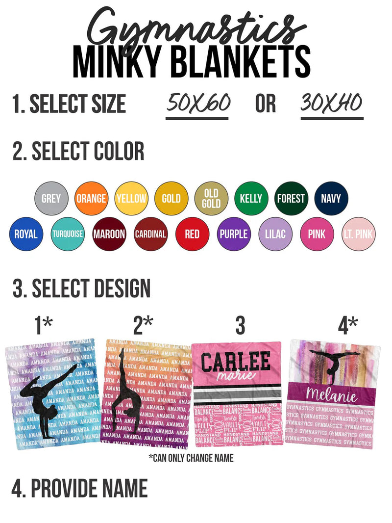 Gymnastics Minky Custom Blanket - Mack and Mav Boutique 